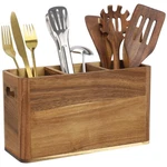 3-COMPARTMENT Kitchen Wooden Utensil Holder Organizer, Large Con.... Fixed Price $38.53.