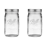 Ball Quart (32OZ) Jar With Silver Lid, Wide Mouth, Set Of Pack 2, Clear. Fixed Price $28.26.