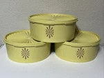 3-VINTAGE Tupperware Servalier Canister 1204-7 W/ Lids 1205-3 Yellow (C5). Fixed Price $20.00.