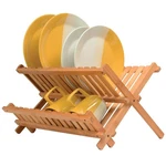 Collapsible Bamboo Dish Rack Compact Wooden Plate Drying Stand. Fixed Price $30.99.