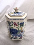 Vintage Mason's Ironstone Ming-style Hexagonal Jar England Plantation Colonial. Fixed Price $37.99.