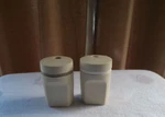 Tupperware Salt And Pepper Shakers 3-1/2 In. Tall, Beige/almond Color 1471-1. Fixed Price $9.99.