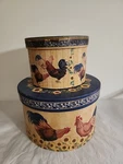 Sm Med Large Round Sunrise, Keepsake Box, Gift Storage Hen, Rooster. Fixed Price $14.95.