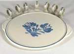 Pfaltzgraff Yorktowne Serving Tray Handles + 7 Napkin Rings Stoneware Usa. Fixed Price $34.95.