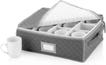 Stackstoreplusmore China Cup Storage Chest - Quilted Fabric Container Gray. Fixed Price $27.99.