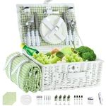 Neti Wicker Picnic Basket For 4 Insulated Cooler Waterproof Blanket Large. Fixed Price $89.64.