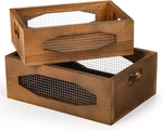 Set Of 2 Wooden Nesting Countertop Baskets, Decorative Storage Box Farmhous. Fixed Price $27.70.