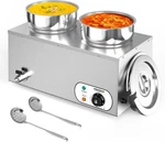 1500W 14.8QT Electric Soup Warmer, Dual 7.4QT Stainless Steel Round Pot 86-185 F. Fixed Price $119.99.