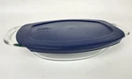 Pyrex Clear, Oval Casserole Dish #C702 1.3 QT.10 Easy Grab Handles, With Lid. Fixed Price $19.51.