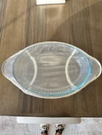 New Vintage Silverplate Metal Base W/ Marinex Casserole/bake Dish Oval Glass. Fixed Price $30.00.