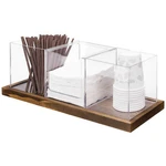 Mygift 4 Pc Clear Acrylic Coffee And Tea Station Organizer Bins With Wood Tray. Fixed Price $47.99.