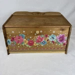 Pioneer Woman Breezy Blossom Brown Acacia Wooden Bread Box 15X8X8". Fixed Price $49.99.