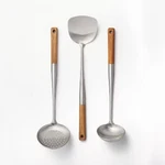 3PC Wok Tools Set Brown - Figmint: Stainless Steel & Wood Kitchen Utensils. Fixed Price $44.80.