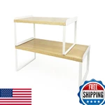 Mitus Stackable Wood Shelf Organizer Rack - Countertop, Desk, Cabinet Storage. Fixed Price $99.38.