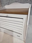 Mini White And Natural Wood Bread Box. Fixed Price $50.00.
