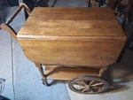 Vintage Wood Drop-leaf Tea /bar /butler/cart With Walnut Or Maple Finish. Fixed Price $298.00.