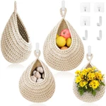 Hanging Fruit Baskets For Kitchen - 3 Pack Boho Wall With 6 Pc.... Fixed Price $38.10.