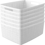 Curver Set Of 6 Jute Medium Decorative Plastic Organization And Storage Baskets. Fixed Price $88.89.