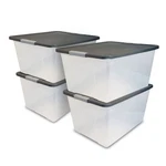Homz 64 Qt Secure Latching Large Clear Plastic Storage Bin W/ Gray Lid (4 Pack). Fixed Price $73.66.