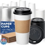 Fit Meal Prep 100 Pack 20 Oz Disposable Coffee Cups With Lids, Sleeves, Leak-. Fixed Price $45.95.