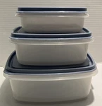 SET/3 -vtg Rubbermaid Servin Saver Square Containers #1,2,3 ( 2-10 Cups ) & Lids. Fixed Price $28.87.