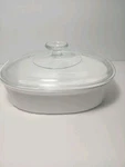 Vtg Corningware French White 1.8 Oval Casserole #F12B & Pyrex Lid #F12C Usa. Fixed Price $17.67.