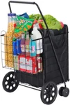 Folding Utility Shopping Cart With Double Basket & Swivel Wheels Easy Transport. Fixed Price $44.99.