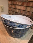 Temp-tations Tiara Old World Beverage Tub Picnic Melamine Blue And Serving Tray. Fixed Price $31.99.