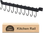 Utensil Holder, Kitchen Rail With 10 Hooks, Pots Pans Organizer Black. Fixed Price $22.05.