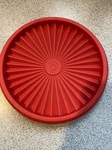 Vintage Tupperware Servalier 6.75" Round Replacement Lid Only Red 808-45. Fixed Price $6.99.