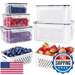 5 Pack Large Refrigerator Fruit & Vegetable Storage Containers With Colander. Fixed Price $43.46.