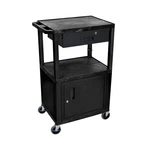Luxor WT42C2E-B/WTD 42" Av Cart 3 Shelves Cab Drawer BLACK,4" Ball Bearing. Fixed Price $327.50.