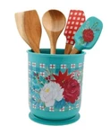 Pioneer Woman Wishful Winter Silicone Wood Utensils Crock Set 5 Pieces. Fixed Price $48.00.