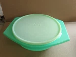 Vintage 1970'S Tupperware Jadeite Green #786-8 Bowl & Lid #230-15 Side Handles. Fixed Price $11.86.