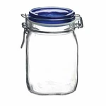 Bormioli Rocco Fido 33.75 Oz Food Jar W/ Metal Clamp And Rubber Gasket, Blue Top. Fixed Price $19.99.