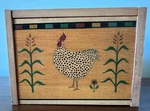 Kamenstein Wooden Recipe Box Chicken Corn Aunflowers 1997 Farmhouse Kitchen. Fixed Price $12.00.