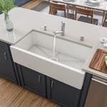 36 Inch White Reversible Smooth / Fluted Single Bowl Fireclay Farm Sink. Fixed Price $706.86.