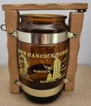 Vintage Boston John Hancock Tower Amber Glass Mug Wooden Frame Souvenir 5". Fixed Price $13.00.
