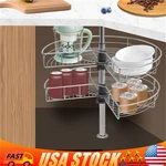 24" Kidney Shaped Pie Cut 2-SHELF Lazy Susan Corner Kitchen Cabinet Organizer. Fixed Price $56.77.