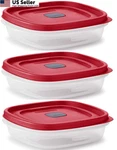 Utensilux Rubber Maid Food Storage Containers Three Cup Pack Of 3, Red. Fixed Price $32.35.