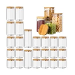 24 Pcs Square Pantry Glass Jars With Bamboo Lids Sizes Food Storage.... Fixed Price $128.81.