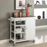 Kings Brand White Finish Wood & Marble Top Kitchen Storage Cabinet Cart. Fixed Price $129.99.