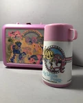 Vintage 1986 My Little Pony Aladdin Pink Plastic Lunch Box Thermos Rainbow. Fixed Price $36.95.