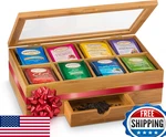 Tea Bag Organizer Christmas Gift Bamboo Box Storage Drawer Acrylic Window. Fixed Price $33.35.
