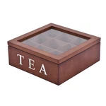 9 Compartment Wood Tea Bag Organizer Storage Box Vintage Case With Glass Lid. Fixed Price $20.14.