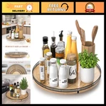 18" Oak Wood Lazy Susan Turntable Organizer - Farmhouse Style For Kitchen, Pantr. Fixed Price $85.99.