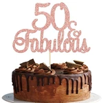 Gyufise 1PCS 50 & Fabulous Cake Toppers Rose Gold Birthday Anniversary Cak.... Fixed Price $11.77.