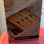 Copco Bamboo Wrap Dispenser, 4 Compartment Solid Brown 13.3 X 11 In. Fixed Price $30.00.