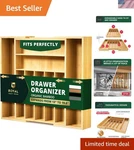 Adjustable Bamboo Silverware Organizer - 9 Compartment Kitchen Drawer Solution. Fixed Price $66.59.