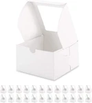 Bakipack 25 White Bakery Boxes With Window, 6X6X4 Inches Cake. Fixed Price $31.95.